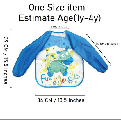 Sleeved Washable Waterproof Bib Apron for Babies & Kids.Full Sleeve Apron 1y 4y .