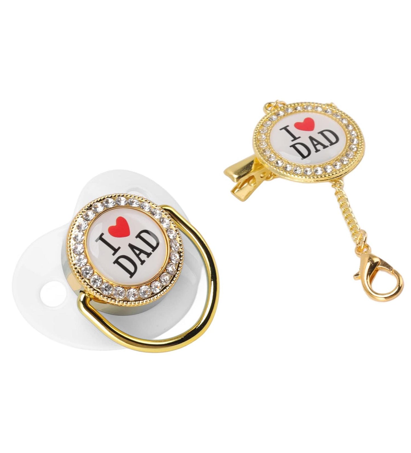 Baby Pacifier flat Head i love DAD and MOM