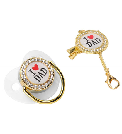 Baby Pacifier flat Head i love DAD and MOM