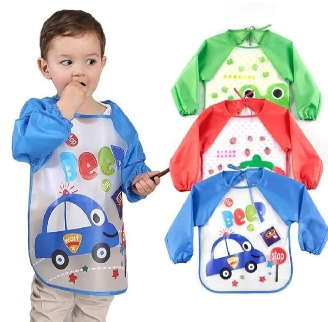 Sleeved Washable Waterproof Bib Apron for Babies & Kids.Full Sleeve Apron 1y 4y .