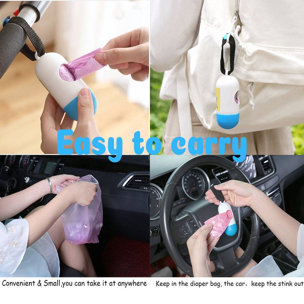 Garbag Disposable diaper bag with Dispenser and separate Rolls