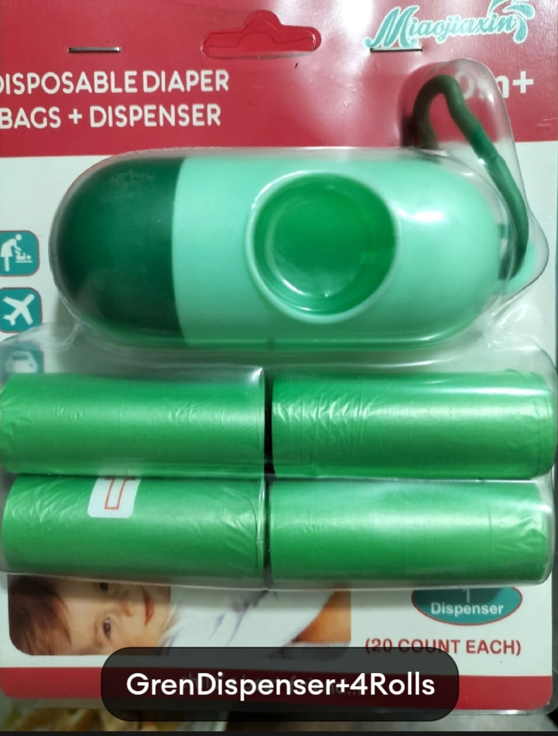 Garbag Disposable diaper bag with Dispenser and separate Rolls