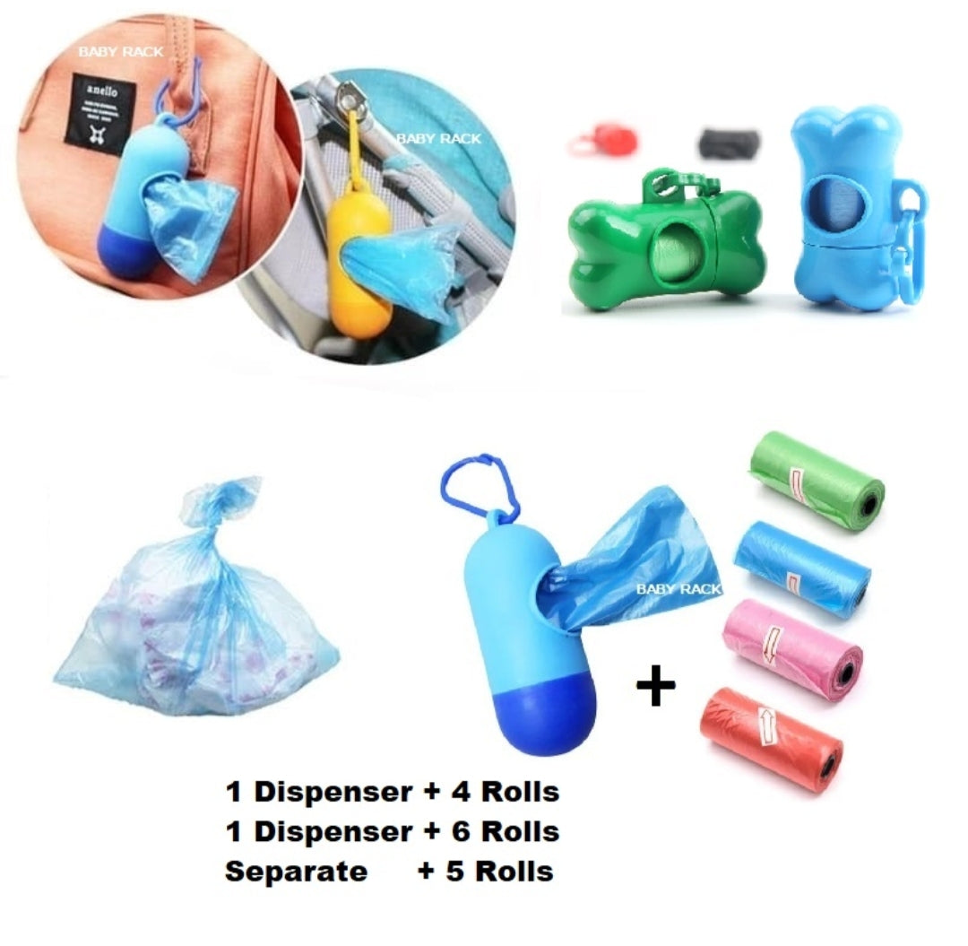 Garbag Disposable diaper bag with Dispenser and separate Rolls